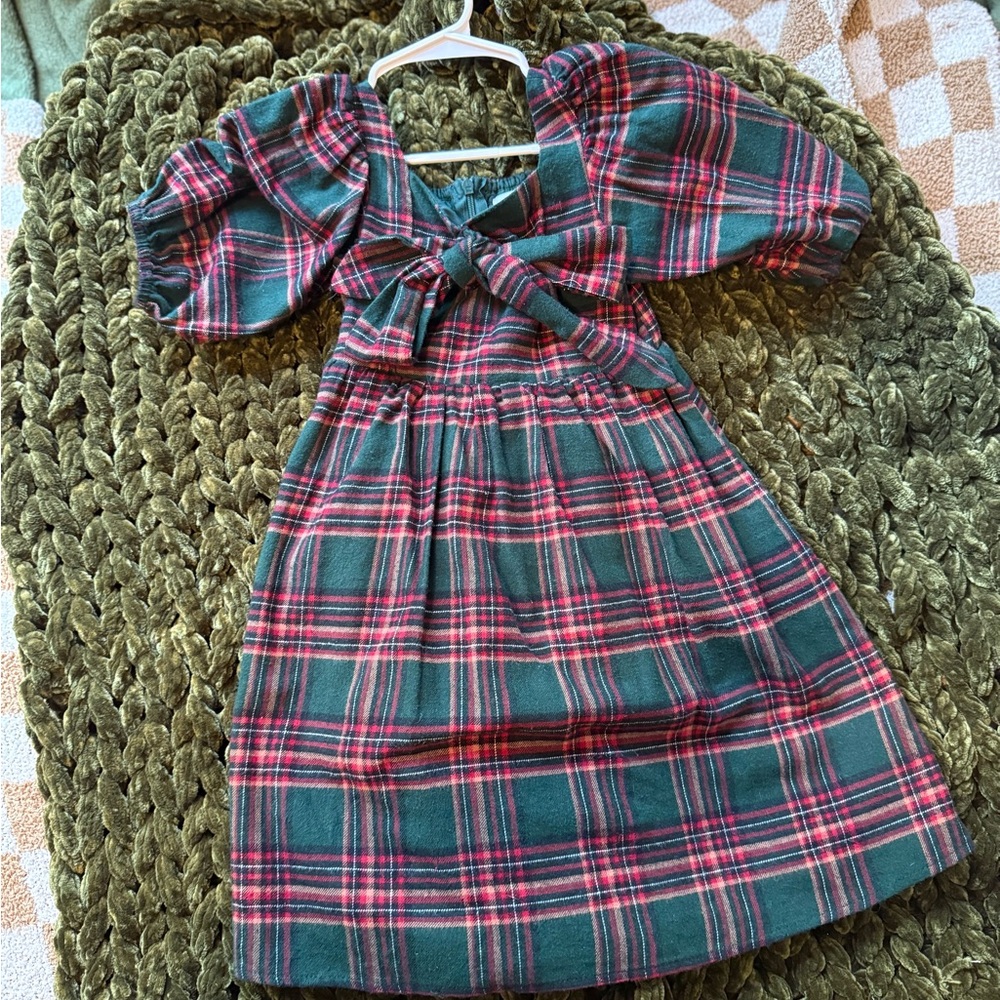 Ivy City 3t Holiday Plaid Kids Dress with Bow